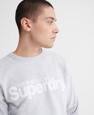 Superdry Core Logo Faux Suede Loopback Férfi Pulóver Fehér | KMYUI2054